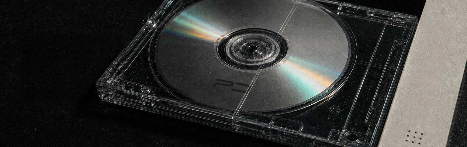 The silver CD and clear case from the brand header, with the PD mark printed on the disc.